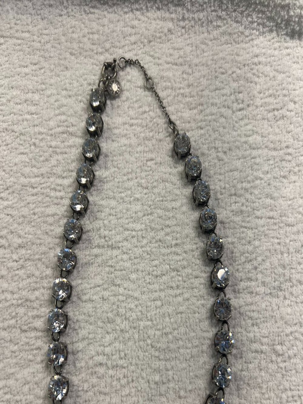 J. Crew crystal necklace with antique brass setting